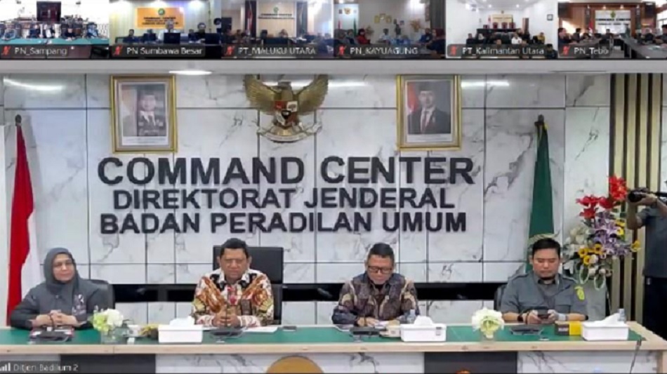 Badan Peradilan Umum Mahkamah Agung RI (Badilum MA RI) secara daring melakukan rapat koordinasi dan evaluasi pembangunan Zona Integritas (ZI) Tahun 2025 di lingkungan peradilan umum. Foto: dokumentasi Ditjen Badilum MA RI.