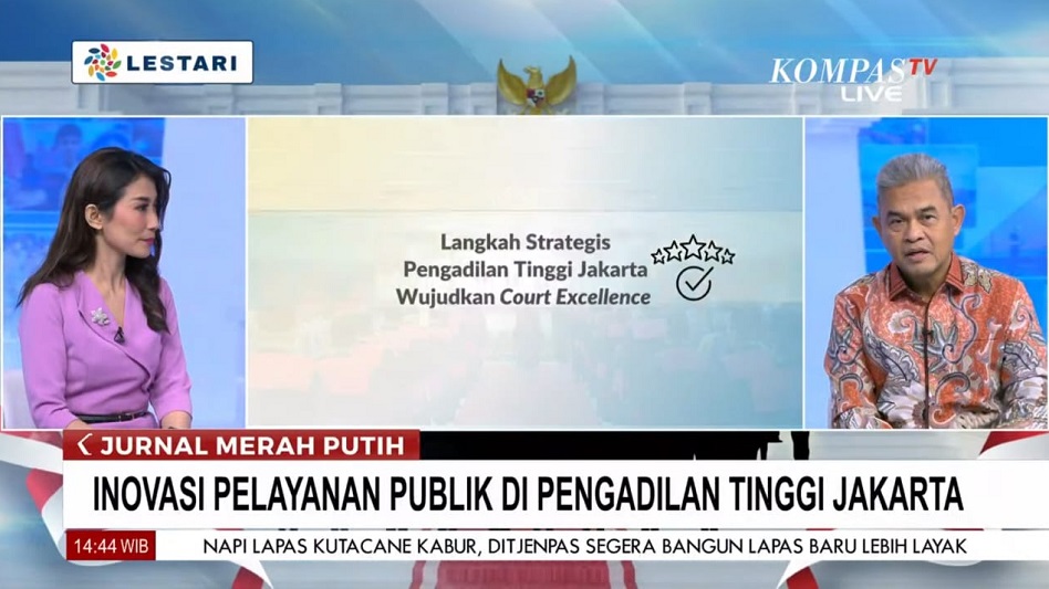 Ketua Pengadilan Tinggi Jakarta Prof. Dr. H. Herri Swantoro, S.H., M.H., dalam sesi wawancara Jurnal Merah Putih Kompas TV. Foto dokumentasi Kompas TV.