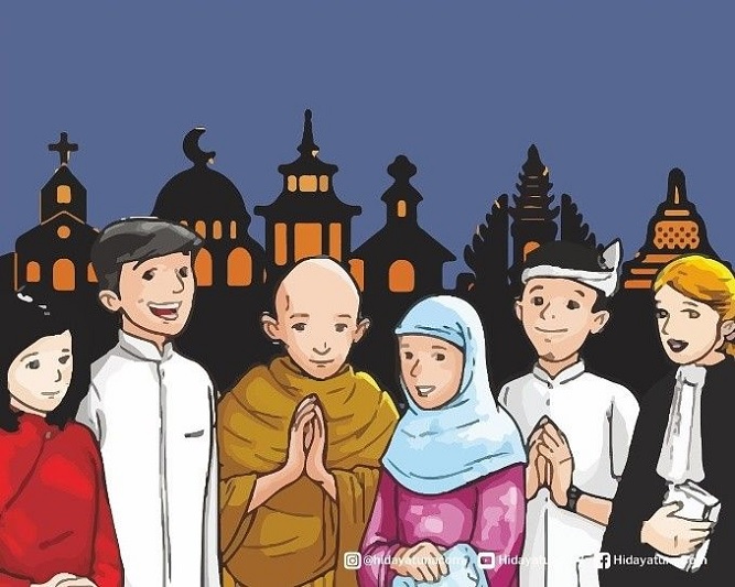 Ilustrasi agama di Indonesia. Foto pinterest.com