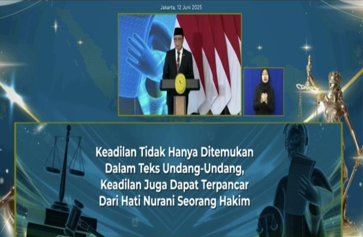 Pidato Ketua MA RI Prof. Dr. H. Sunarto, S.H., M.H. dalam Pengukuhan Hakim Tahun 2025.  Dokumentasi dari Youtube MA RI