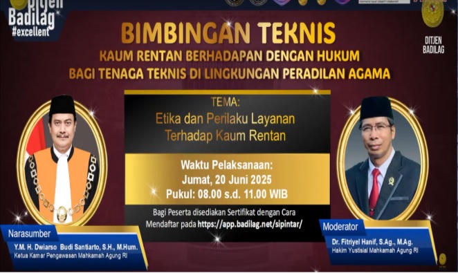 Tangkapan Layar pada Bimbingan Teknis Kaum Rentan Berhadapan dengan Hukum. Foto YouTube BadilagTV.