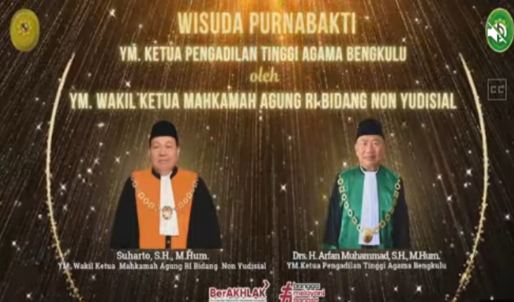 Wisuda Purnabakti Ketua Pengadilan Tinggi Agama Bengkulu. Foto YouTube MA