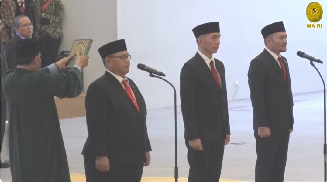 Pengambilan sumpah jabatan dan pelantikan Pimpinan Tinggi Madya di lingkungan Mahkamah Agung di Gedung Mahkamah Agung RI, Rabu (30/7/2025), Foto YouTube MA