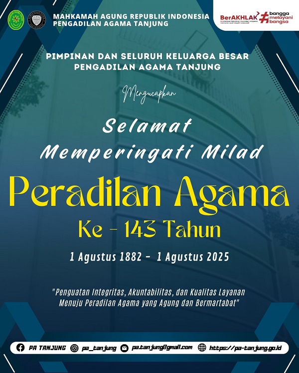 Ucapan HUT Peradilan Agama dari PA Tanjung. Foto Instagram PA Tanjung
