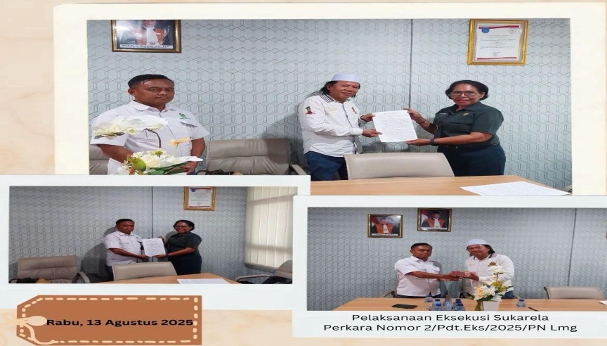 Panitera PN Lamongan Bersama-sama Para Pihak Melaksanakan Eksekusi Riil Pembayaran Sejumlah Uang Secara Sukarela, Foto: Istimewa