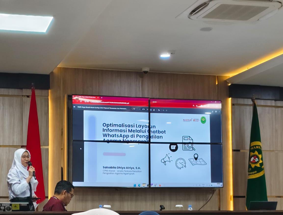 Inovasi layanan chat bot di PA Ngamprah. Foto ; Dokumentasi Pribadi