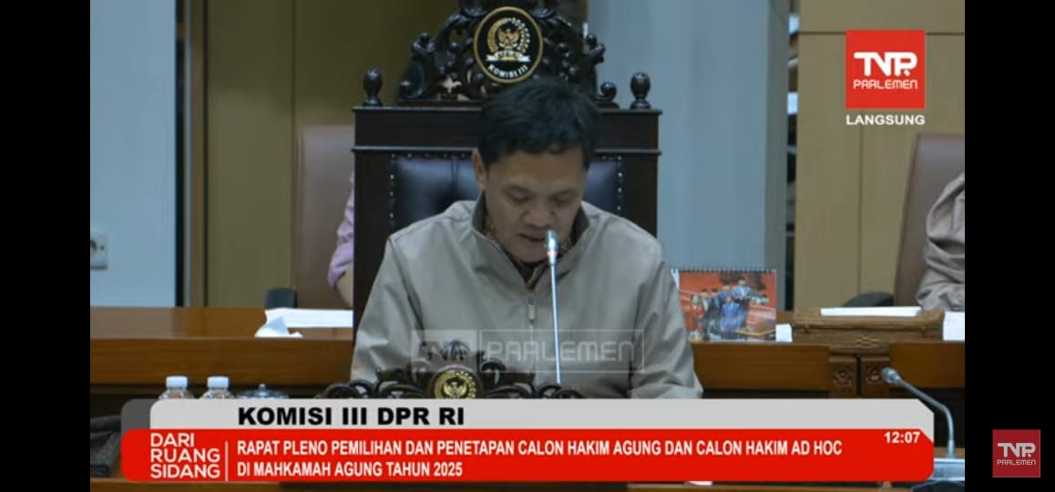 Pengumuman uji kepatutan dan kelayakan hakim agung. Foto ; tangkapan layar Youtube