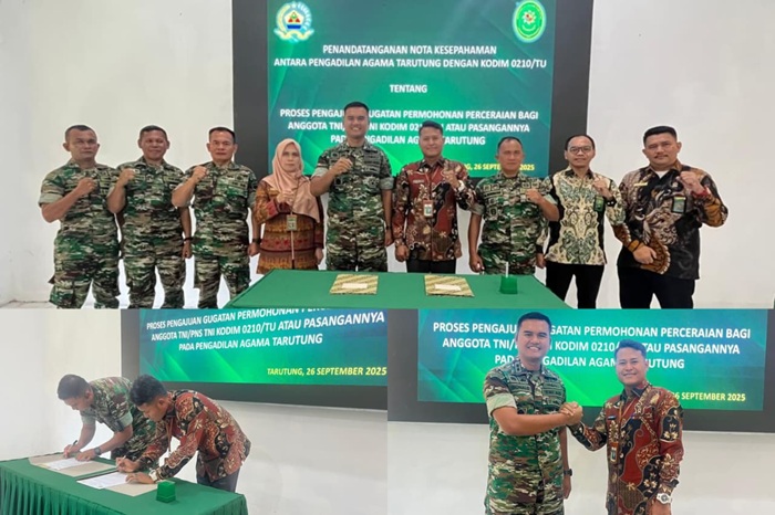 Penandatanganan MoU PA Tarutung dan Kodim Taput. Foto : Dokumentasi PA Tarutung