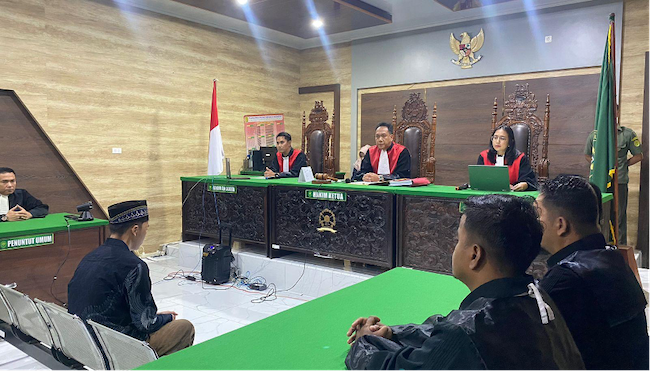 Sidang kasus penusukan polisi di PN lahat. Fofo : Humas PN Lahat