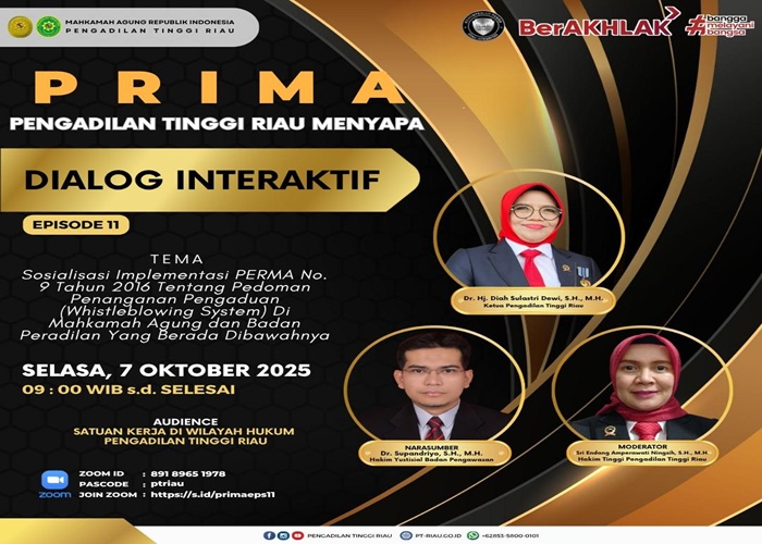 PT Riau gelar kegiatan dialog interaktif Prima (Pengadilan Tinggi Riau Menyapa) yang diikuti seluruh satker, dokumentasi: PT Riau