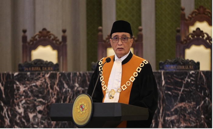 Ketua MA Sunarto saat pelantikan dan pengambilan sumpah jabatan Kepala Pengadilan Militer Tinggi. Foto : Humas MA