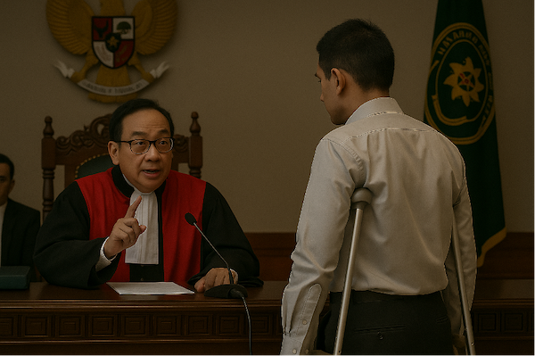 Ilustrasi peradilan ramah disabilitas. Foto : Ilustrasi oleh penulis