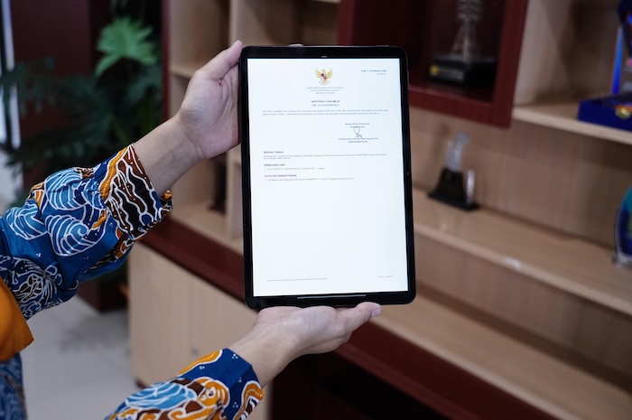 Sertipikat tanah elektronik. Foto : Dokumentasi ATR/BPN