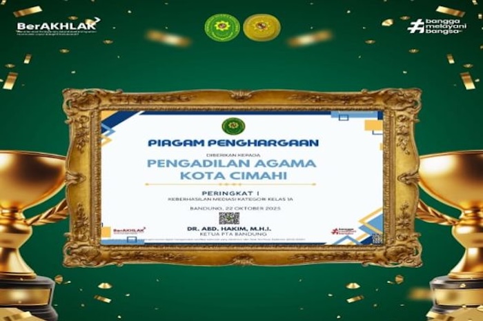 PA Kota Cimahi Peringkat I se-Jawa Barat, Keberhasilan Mediasi Triwulan III 2025 Capai 56,50 Persen