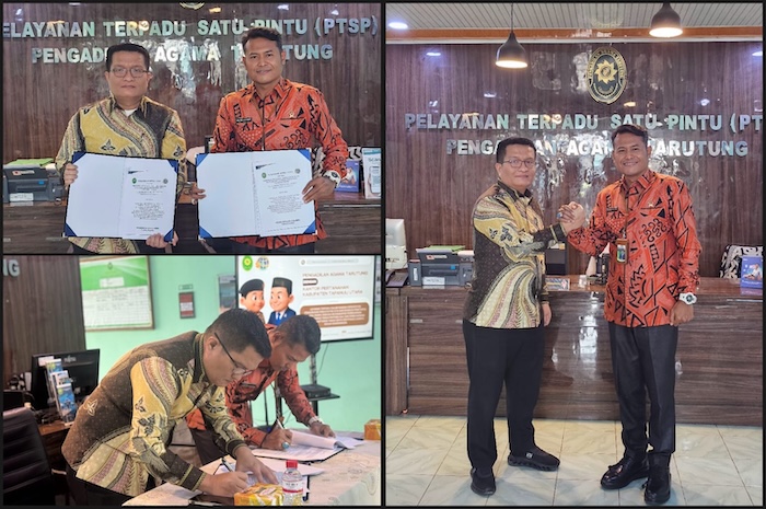 Penandatanganan MoU antara PA Tarutung dan Kantor Pertanahan Kabuopaten Tapanuli Utara. Foto : Dokumentasi PA Tarutung