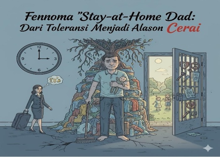 Ilustrasi stay at home dad. Foto : Ilustrasi oleh penulis