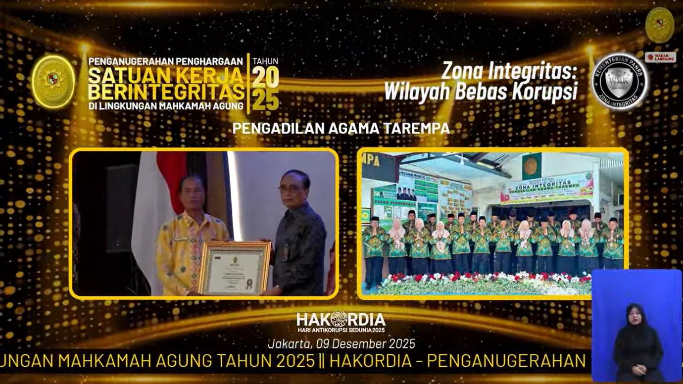 Pengadilan Agama Tarempa Raih Predikat WBK Tahun 2025