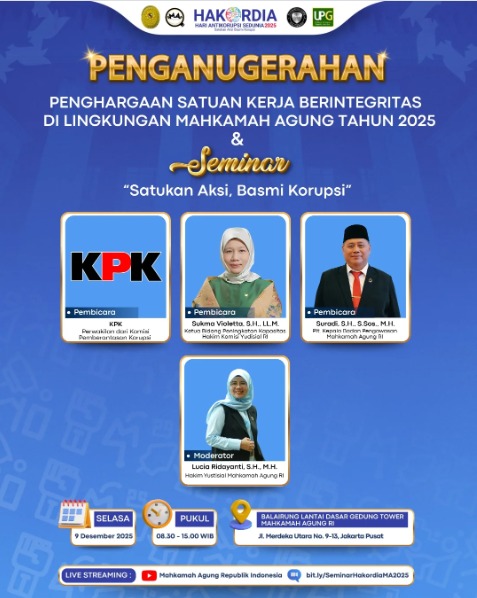 Penganugerahan penghargaan satuan kerja berintegritas di lingkungan Mahkamah Agung | Foto : Instagram Biro hukum & Humas MA