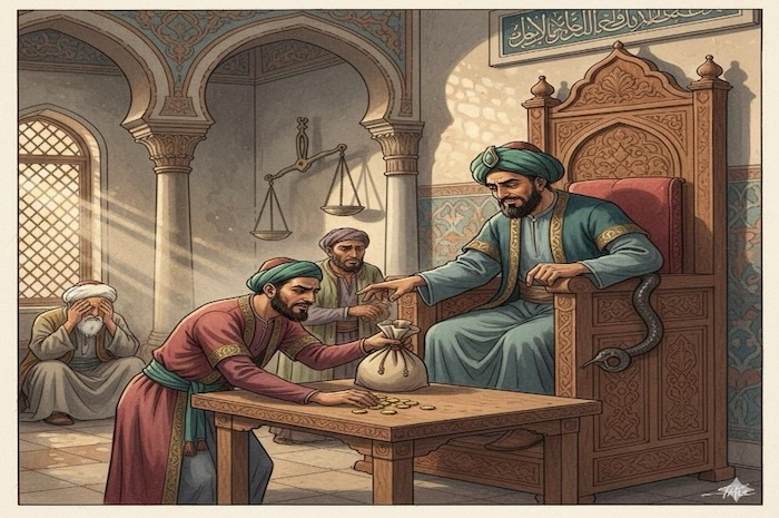 Ilustrasi suap di era peradilan islam. Foto : Ilustrasi