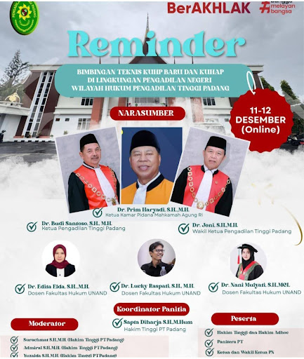 Poster Bimbingan Teknis KUHP dan KUHAP Baru | Foto : Dokumentasi PT Padang