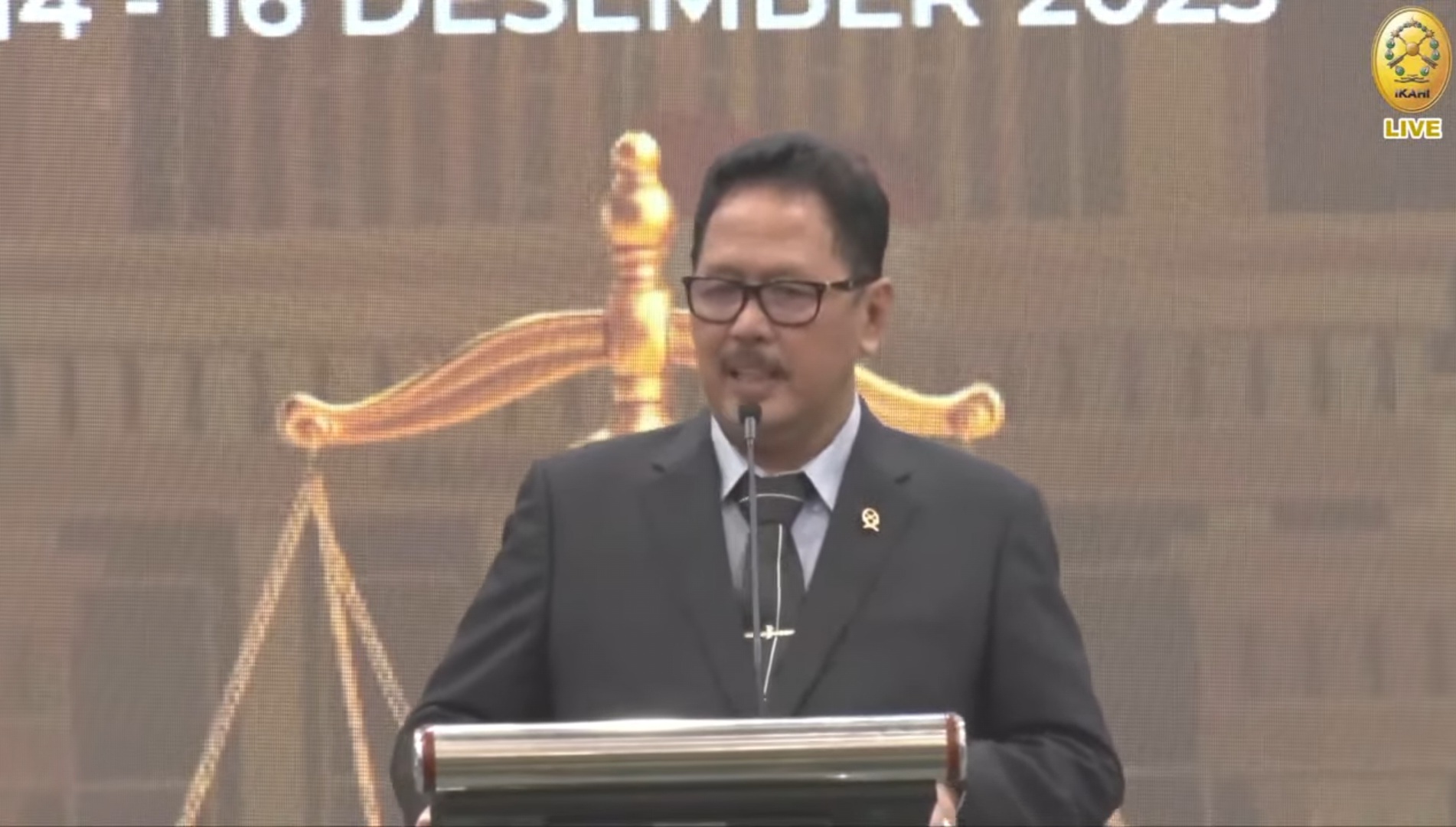 Ketua Umum IKAHI terpilih, Prof. Dr. Yanto, S.H., M.H. dalam menyampaikan Pidato | Foto : Tangkapan Layar Youtube IKAHI