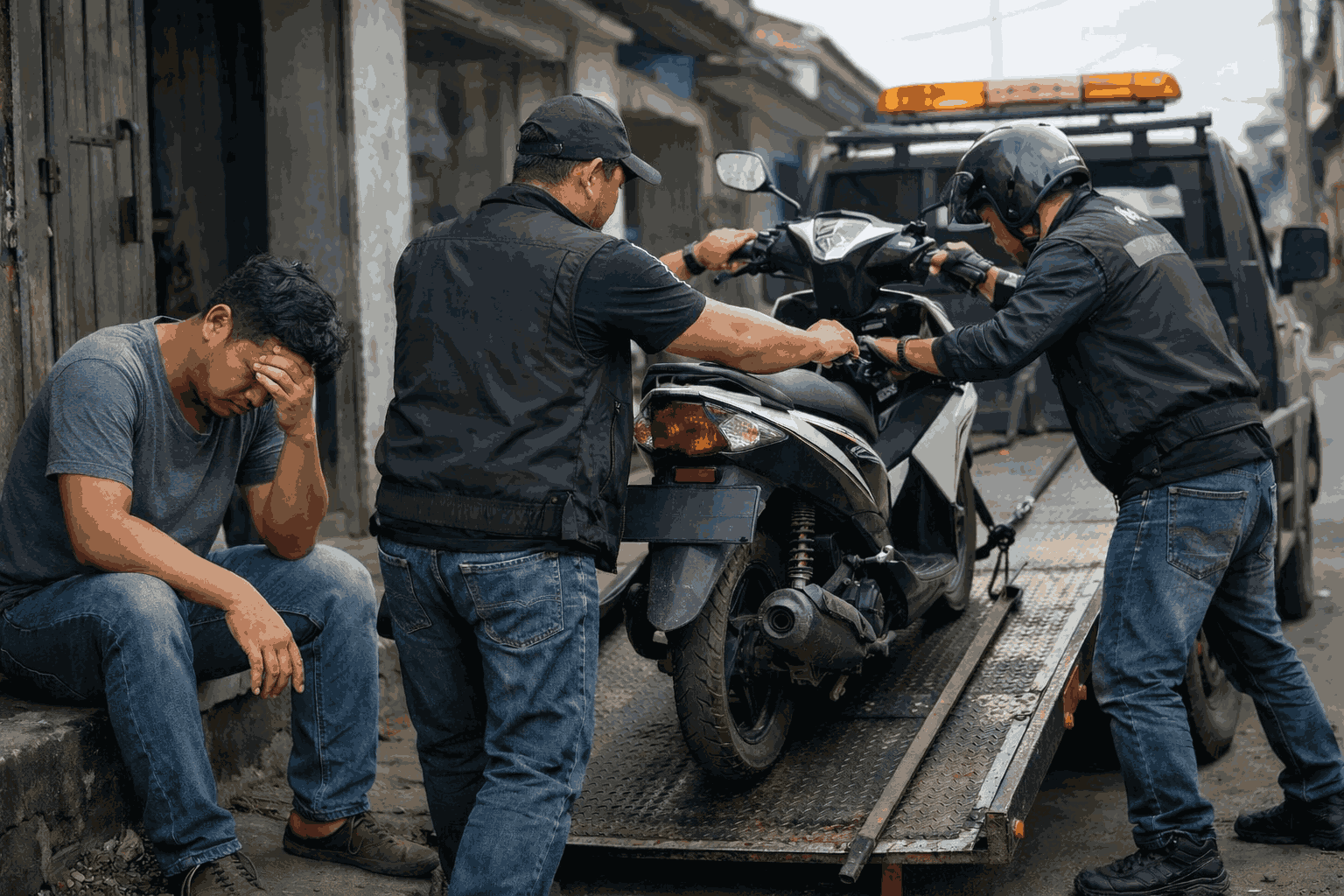 Ilustrasi Motor di Ambil Debt Collector | Foto : ilustrasi AI