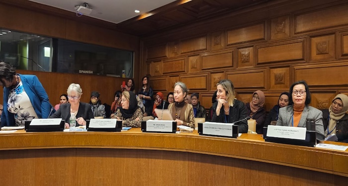 Hakim Agung Dr. Nani Indrawati, S.H., M.Hum., saat menjadi pembicara di forum PBB. Foto : Dokumentasi pribadi