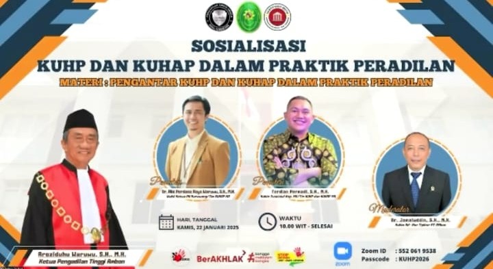 Pengadilan Tinggi Ambon Sosialisasikan KUHP 2023 dan KUHAP 2026 kepada Jajaran Peradilan Ambon