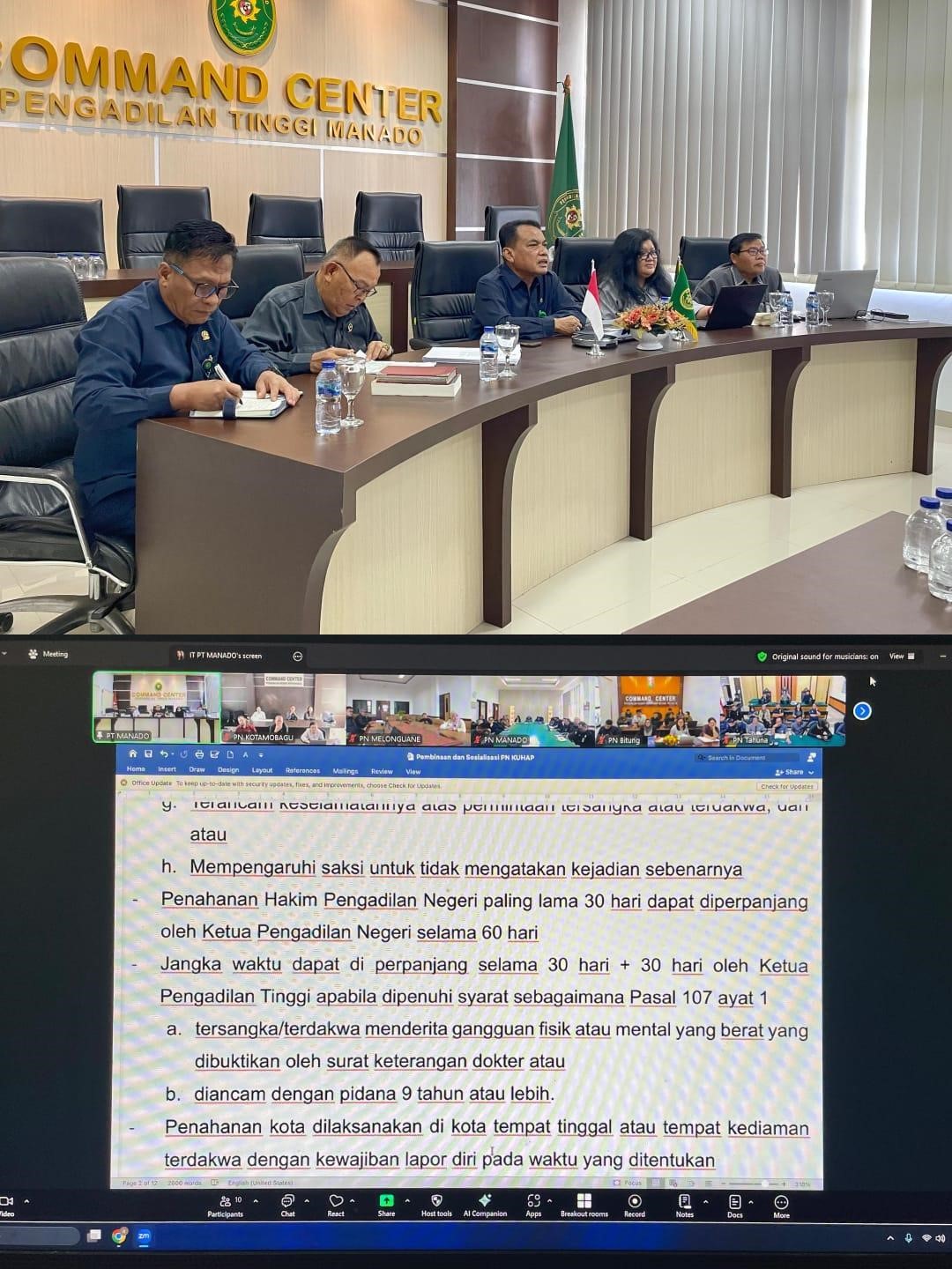 Sosialisasi UU Nomor 20 Tahun 2025: KPT Manado Pimpin Pembinaan Teknis bagi Pimpinan dan Hakim se-Sulawesi Utara