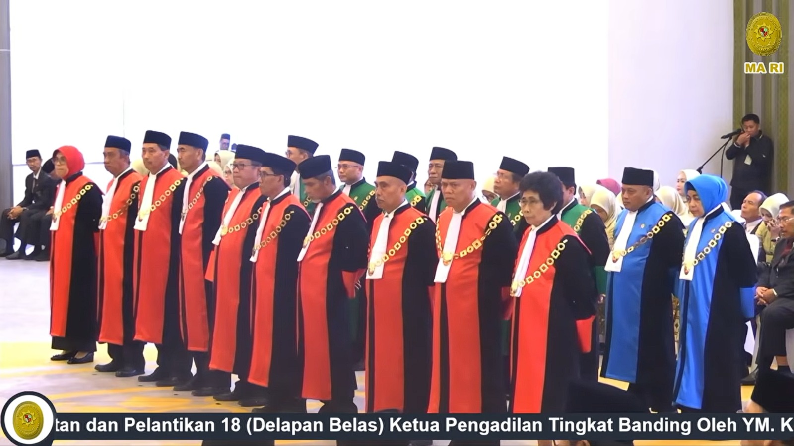 prosesi pelantikan 18 Ketua Pengadilan Tingkat Banding. (Tangkapan layar youtube resmi MA)