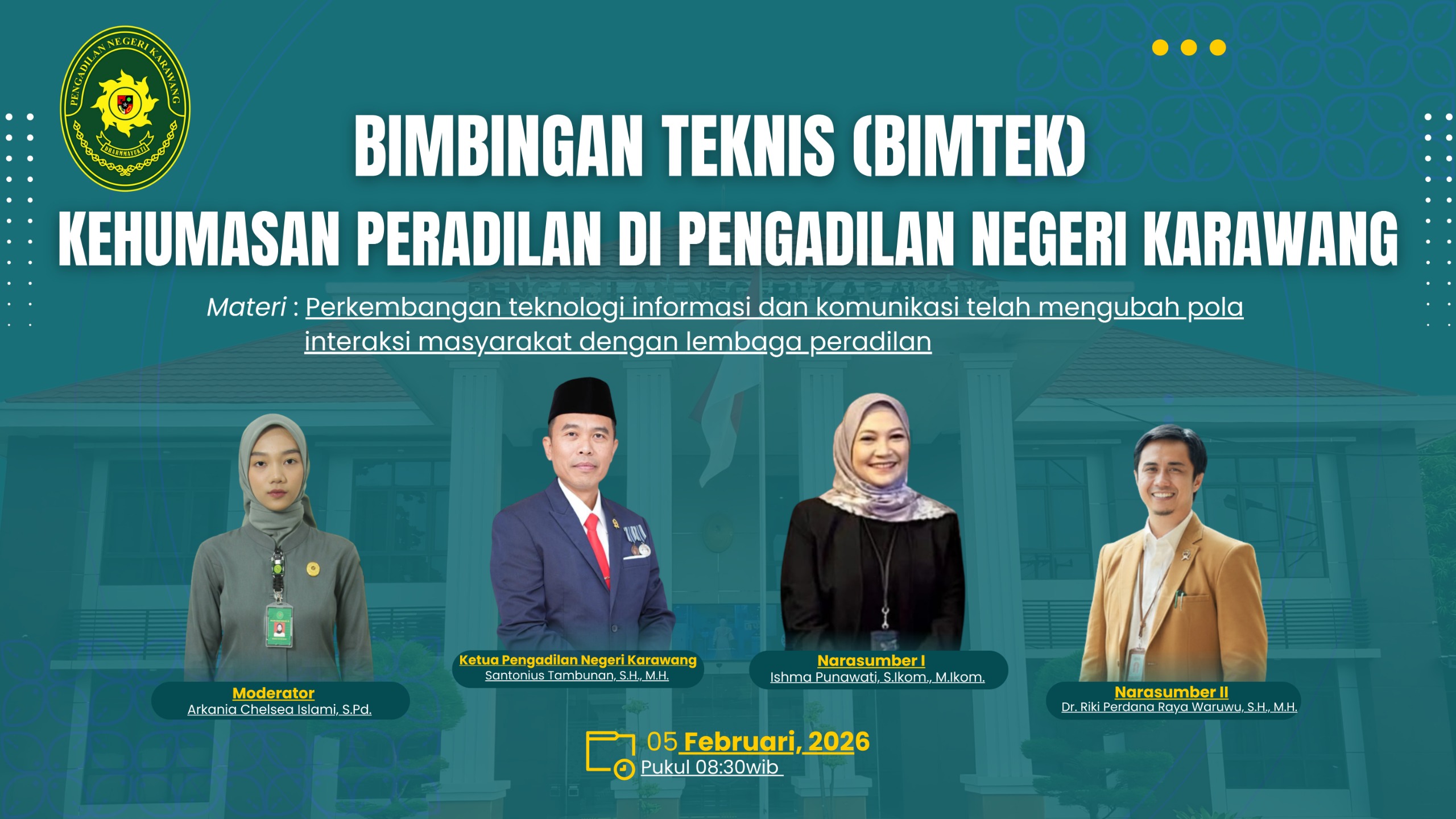 Poster Bimtek Kehumasan Peradilan di Pengadilan Negeri Karawang | Dok. PN Karawang
