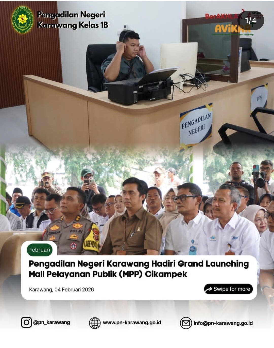 PN Karawang Hadir dalam Grand Launching Mall Pelayanan Publik (MPP) Cikampek