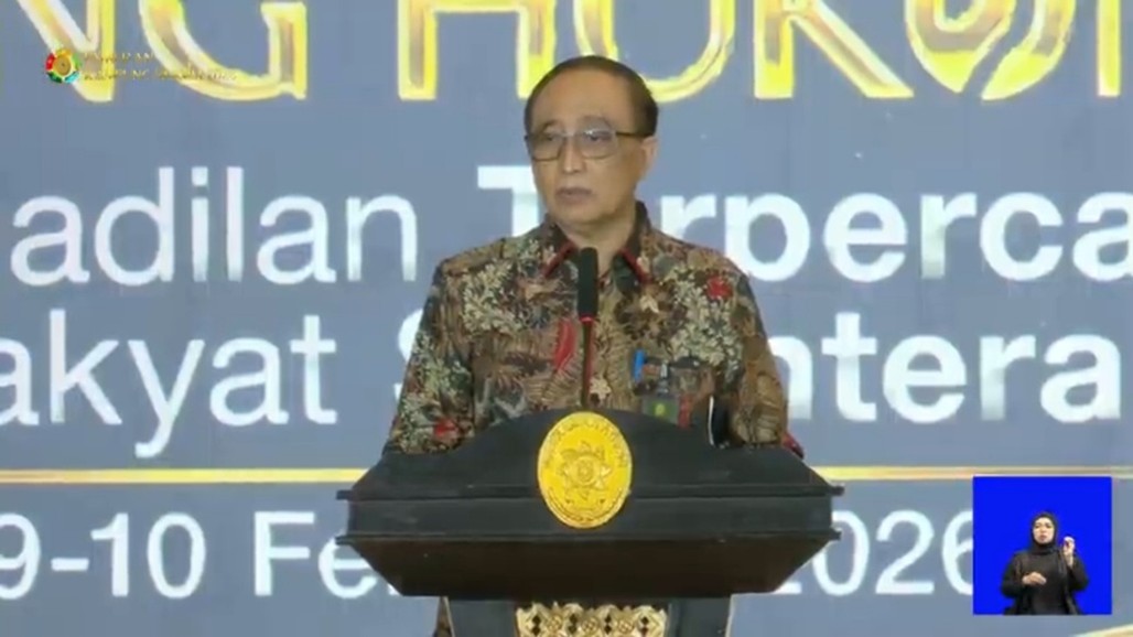 Foto Ketua MA RI Menyampaikan Sambutan dalam Pembukaan Pameran Kampung Hukum 2026. Dokumentasi Penulis