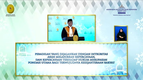 Ketua Mahkamah Agung ketika menekantan integritas dalam Laporan Tahunan 2025 | : Tangkapan layar kanal YouTube MA
