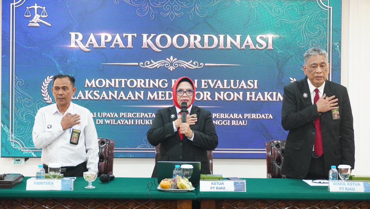 (Foto: PT Riau Gelar Rapat Koordinasi Monitoring dan Evaluasi Pelaksanaan Mediator Non-Hakim | Dok. PT Riau)
