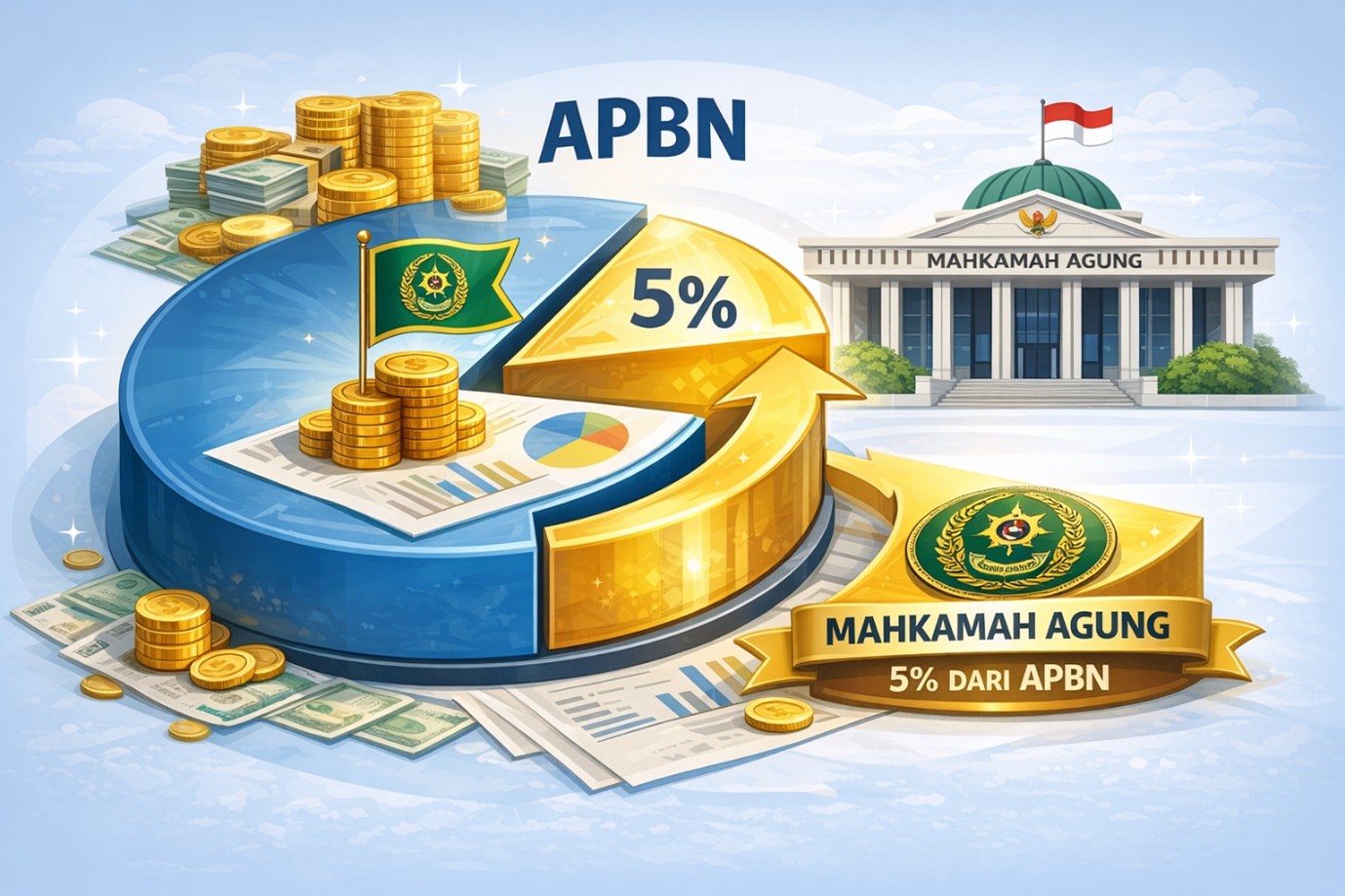 Ilustrasi AI tentang Kemandirian Anggran Peradilan. Dokumentasi Penulis