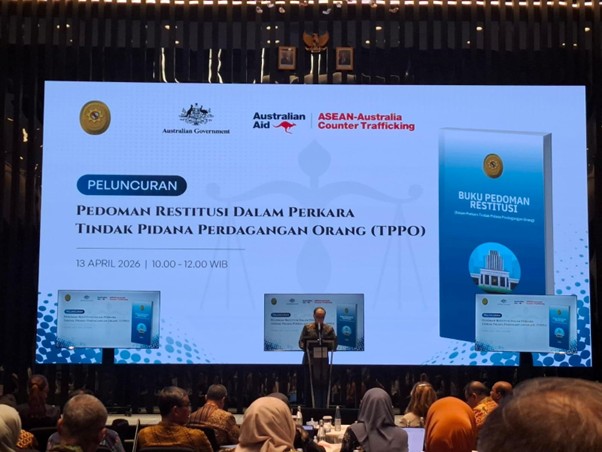 Foto Ketua Mahkamah Agung memberikan Pidato Kunci dalam Buku Pedoman Restitusi Dalam Perkara Tindak Pidana Perdagangan Orang (TPPO). Dok. Ganjar Prima A