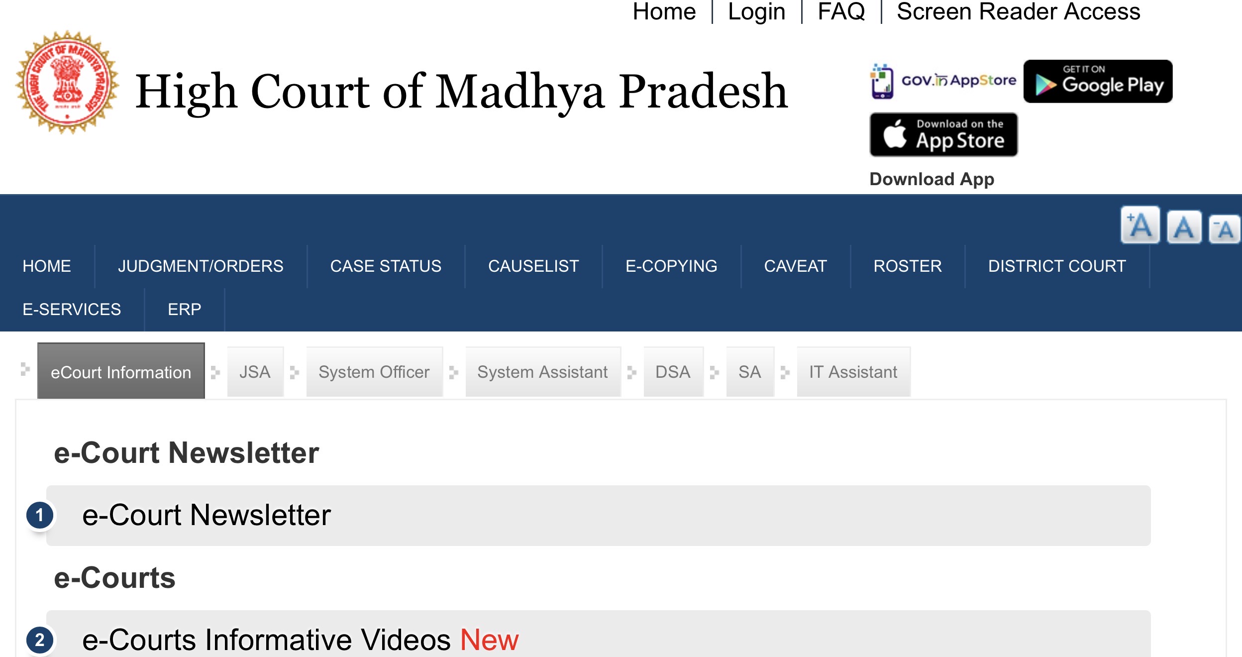 Tampilan Manajemen Peradilan Digital Milik Madhya Pradesh | Dok. Penulis