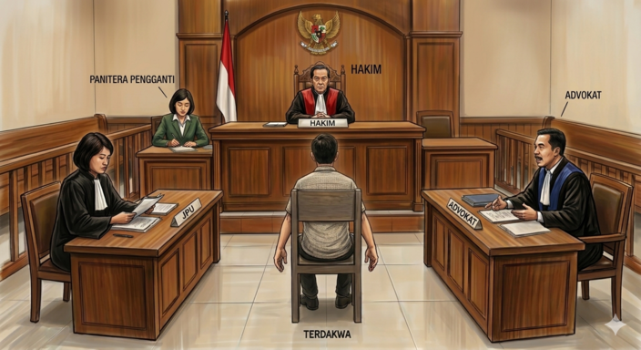 (Gambar: Ilustrasi persidangan acara pemeriksaan singkat)